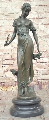Bronze Statue Dancing Woman Figure The Harvest Dance, Signed: Moreau Figure Gift
