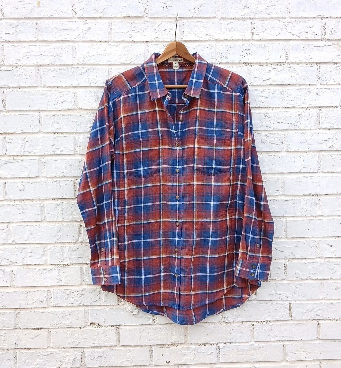 Toad & Co Cairn Flannel Plaid Shirt Size Large View 2