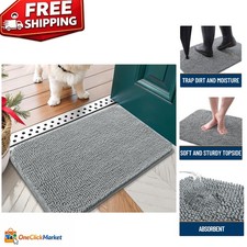 Stylish Absorbent Dog Door Mat 24x16 Easy-Care Chenille for Indoor/Outdoor