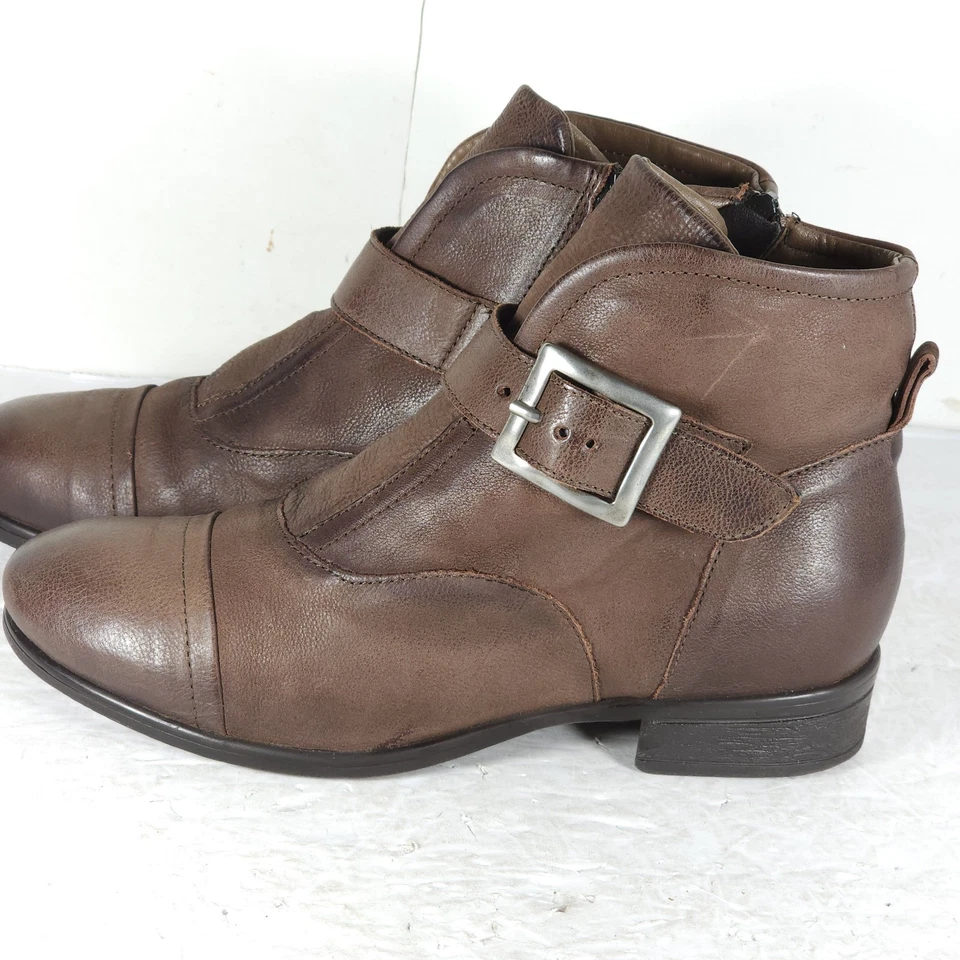 Botas de tornozelo femininas Miz Mooz Siggy US7,5 EU38 couro marrom espresso com zíper lateral - Imagem 2 de 4