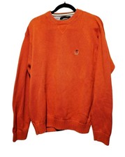Tommy Hilfiger Orange Cotton Knit Crewneck Sweater XL Fisherman Knit Preppy Old