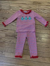 CECIL AND LOU EMBELLISHED RED STRIPED CHRISTMAS HOLIDAY 2 PC. PAJAMA SET 18 MO.
