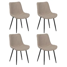 Dining Chair Set of 4 Modern Upholstered Dining Chairs with Metal Legs Beige