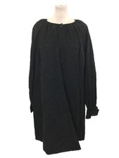 M&S Women's Mini Shift Dress Black Floral Textured Balloon Sleeve Keyhole New