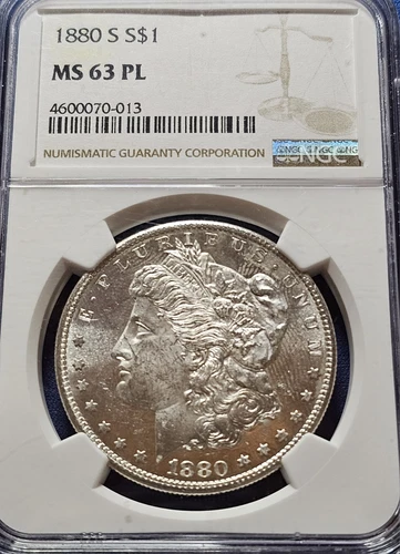 1880 "S" Morgan SILVER Dollar $1 NGC MS63 PL Frosty Proof like Beauty 