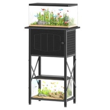 10 Gallon Aquarium Stand, Fish Tank Stand with Cabinet Storage, Reptile Black