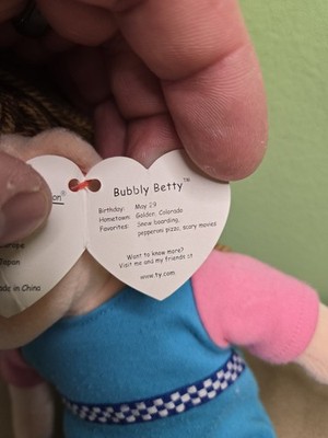 Vintage Ty Beanie Boppers Bubbly Betty Doll Plush Toy | eBay