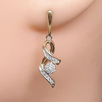 599 $ echte 0,52 kt Diamant 14 K Gelbgold 925 Silber Ohrhänger