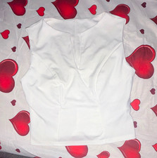 Damen Basic Top Weiß ärmellos V-Ausschnitt ...