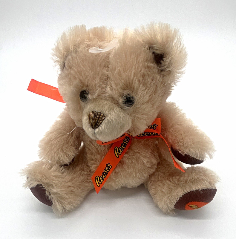 Reese's Plush Advertising Teddy Bear w/ Orange Logo Ribbon, Candy & Nuts Theme