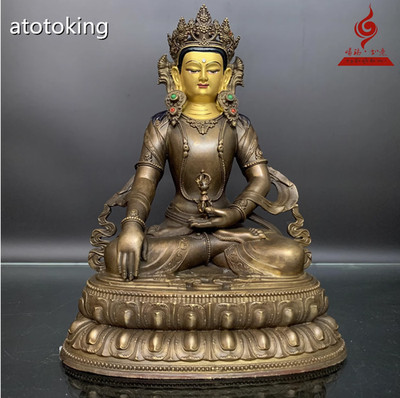 9.2''old-fashioned China Tibetan Buddhism Pure copper Motionless Buddha statue