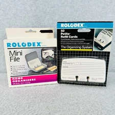 Rolodex Mini File CS250 and Petite Refill Cards Vintage Portable Card File