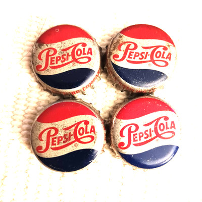 Set of 4 Vintage PEPSI-COLA Single Dot Bottle Caps Button Covers