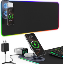15W Wireless Charging Mouse Pad with Phone Holder 20W Power Adapter, RGB Gaming