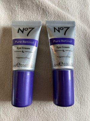 Lot Of (2) No7 Eye Cream Pure Retinol .16 Oz Fragrance Free New Made In U.K.