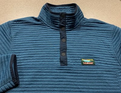 LL Bean Mens Airlight Knit 1/4 Snap Pullover Slightly Fitted Jacket Blue Medium