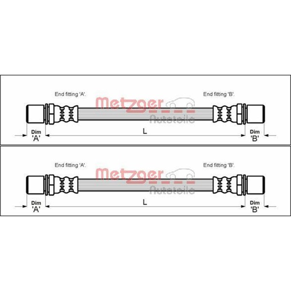 2X Metzger BremsschlÄUche Hinten Beidseitig Passend FÜR Toyota Camry Carina-image
