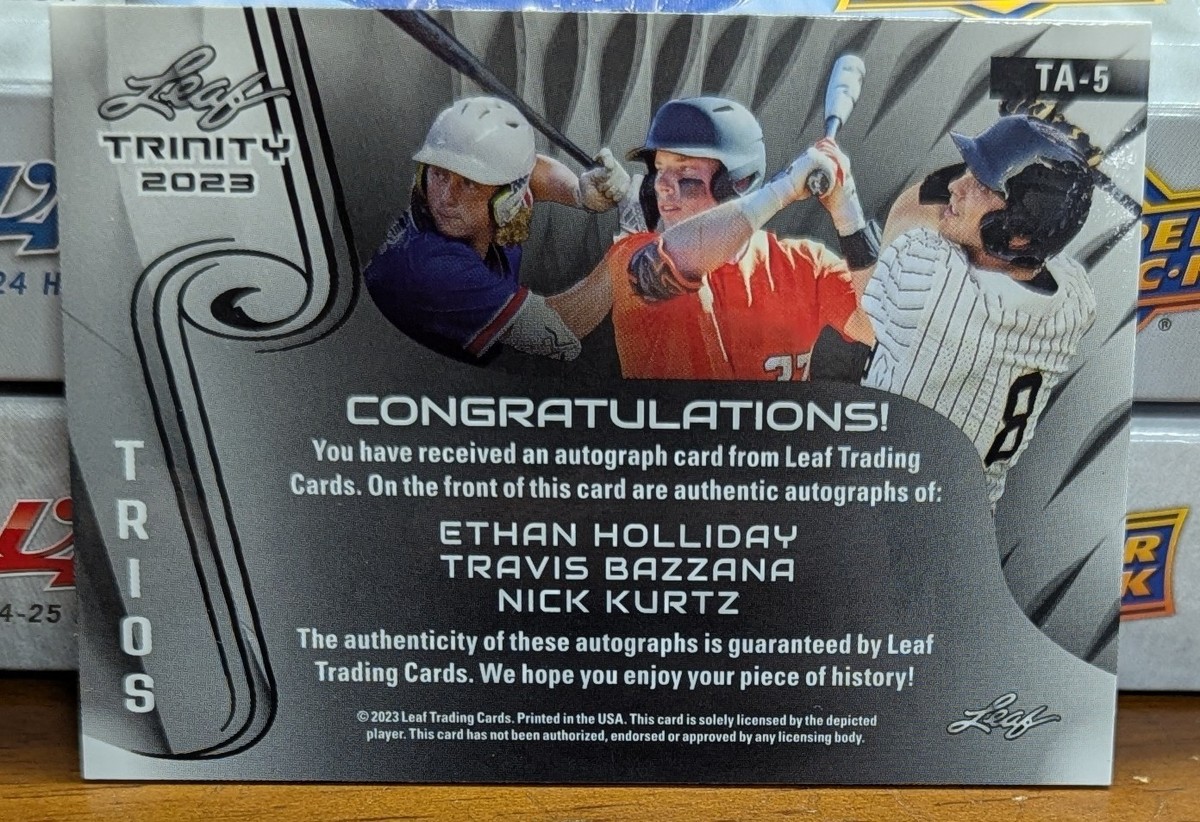 2023 Leaf Trinity Ethan Holliday Travis Bazzana Nick Kurtz Red 