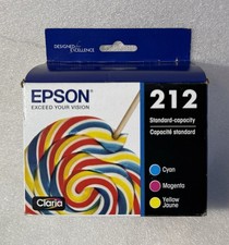 EPSON Claria 212 Tri Color 3-Pack Cyan Magenta Yellow Ink 11/ 2025 Stan Capacity