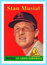 Stan Musial Custom Made Art Card St. Louis Cardinals 1958 Style