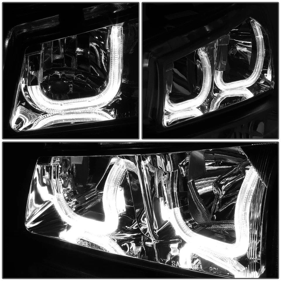 Faros LED DRL Fit 03-07 Chevy Silverado cromo ámbar J-Halo con lámparas de parachoques Foto 3 de 4