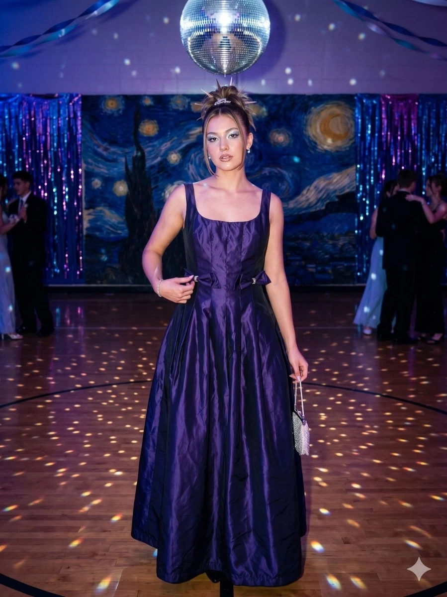 vintage purple prom dress Chiffon Beaded Sheath Elegant Backless Dresses wit  EvaFashionDress Featuring chic spaghetti straps and a timeless look. Vintage purple prom dress City
