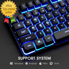 Gaming Keyboard and Mouse Set 3 LED Backlit Mechanical Feel Business Office Keyb