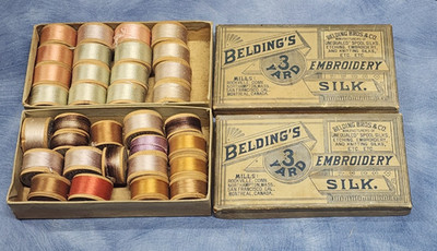 VTG 33 Belding & Brainerd Embroidery Silk Wooden Spools Thread