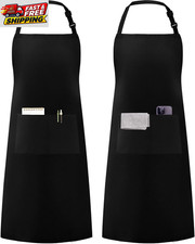 Adjustable Cooking Kitchen Apron with 2 Pockets for Men Women