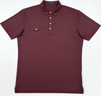 Peter Millar Mens Crown Crafted Performance Jersey Polo Shirt Large Maroon Red