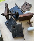 Lot Of Antique Brass Victorian Porcelain And Ceramic Doorknobs And Hardware — photo 4