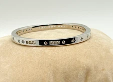 APM~ Monaco Bonheur Morse Code Hinged Bangle Bracelet #618