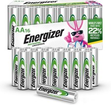 Energizer Recharge Universal Rechargeable AA Batteries 16 Count Pack of 1 Silver