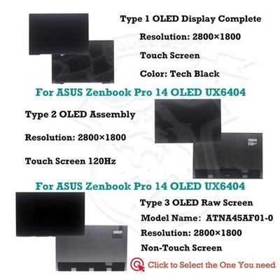 ASUS Zenbook Pro 14 OLED UX6404VI-P4049W 2.8K LCD-Schirm Full Montage Anzeige