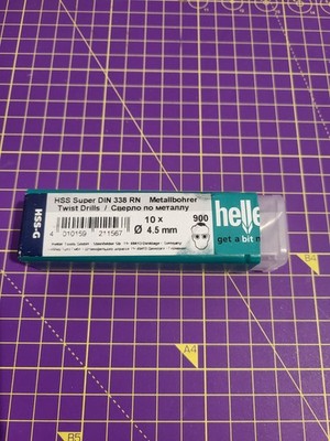 Heller HSS-G Super DIN 338 RN Metallbohrer Ø 4,5 mm 10er Pack Spiralbohrer Neu