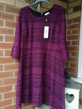 STUDIO 8 (PHASE 8) DEMELZA PURPLE LACE DRESS SIZE 22 BNWT rrp £130