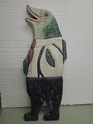 Unique One Of A Kind C.M.O'KELLEY Hand Carved And Painted Wood Trouser Trout