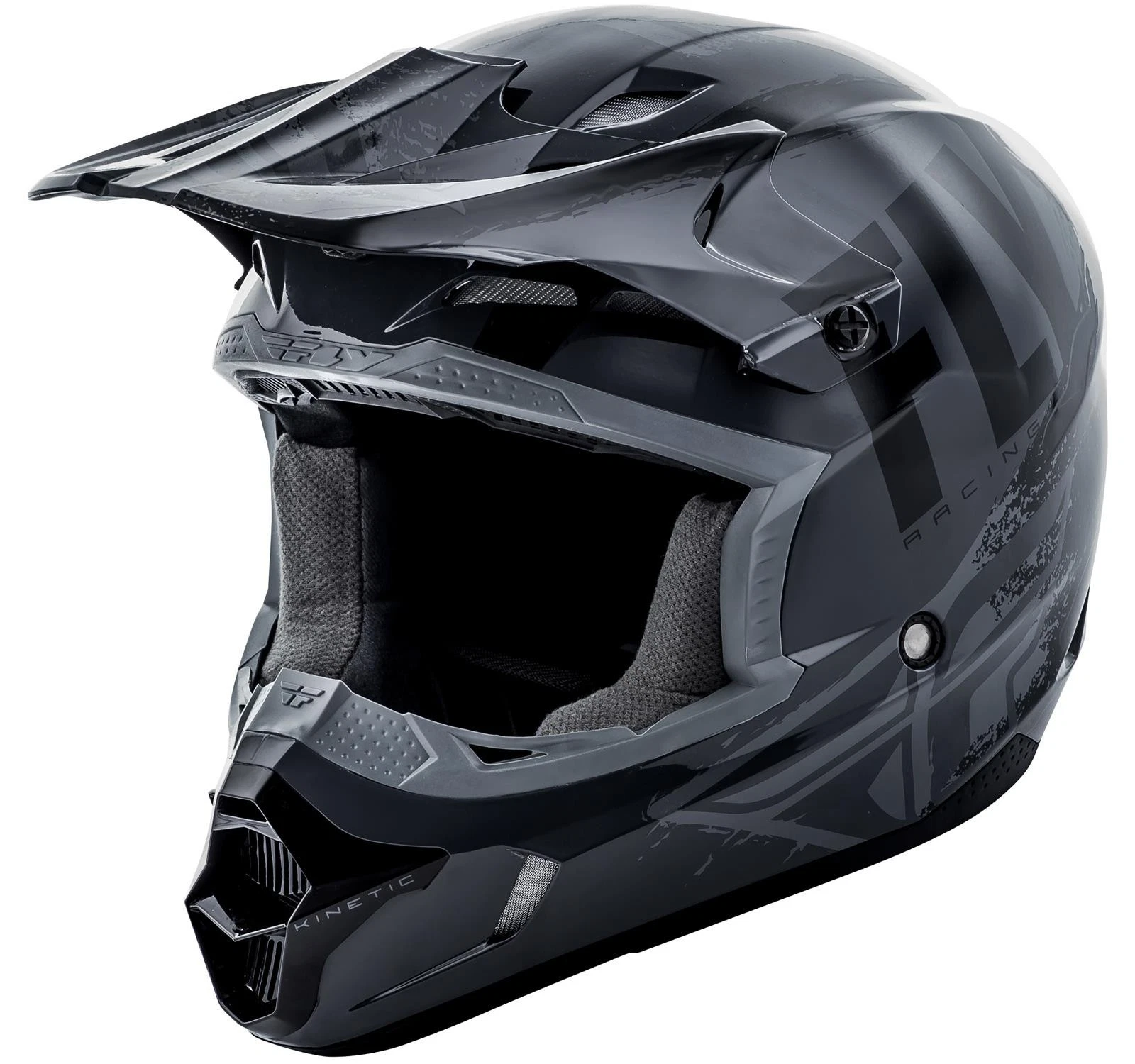 NEW Fly Racing Kinetic Burnish Helmet Size Youth Large (Gray / Black) 73-3390YL
