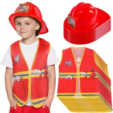 24 Pcs Kids Fireman Costume Set Ages 3-8, Fun Dress-Up for Birthdays  Parties