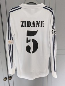 Real Madrid 2001 2002 Final Manga Longa Zidane 5 Espanha Rara Camisa De