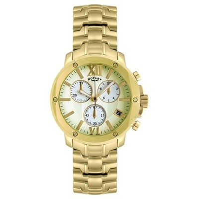 Rotary Herrenuhr Gold Quarz Chrono Edelstahl goldenes Zifferblatt GB02839/03