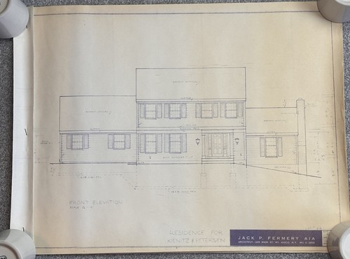 1960's VTG Mid Century Modern House Blueprints Plan Kisco NY Complete 7 Pages