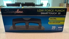 Swingline 3 Hole Punch, SmartTouch, Low Force, 20 Sheets Capacity (74133) New