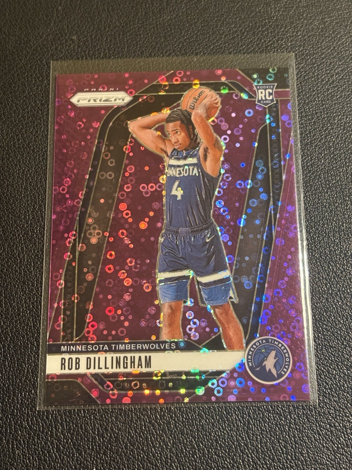 2024-25 Panini Prizm Rob Dillingham #250 Fast Break Purple Disco Rookie RC #/75