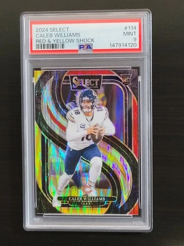 2024 Panini Select #114 Caleb Williams Red & Yellow Shock Prizm PSA 9 Mint