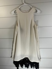 Six Crisp Days White Shirt Dress With Black Lace Medium