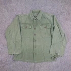 Vintage Military Shirt Mens Large Olive Green OG 107 Sateen US Army 50s 60s