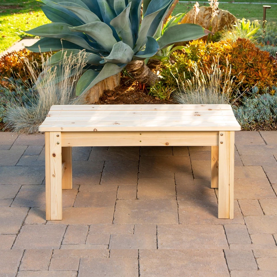 3 Ft Outdoor Backless Patio Garden Bench Natural Cedar Wood - Image 4 of 4