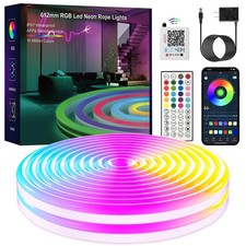 Neon RGB Rope Lights,IP67 Waterproof,Flexible Led Rope Lights,Control with Ap...