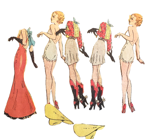 9 conjuntos de MUÑECAS DE PAPEL 'Glamor Girls' de colección recortadas de periódicos_años 30-'40_#6 - Imagen 8 de 10
